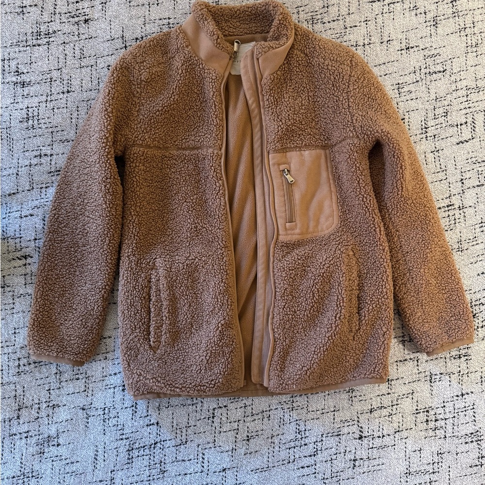 Girls Copper Key Tan Sherpa Jacket - Sz 7/8